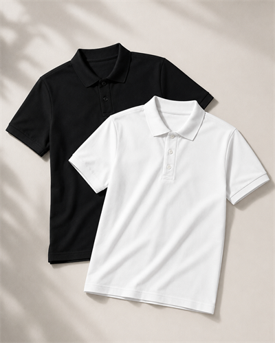 Erkek 2'li Polo Yaka Tişört Siyah-Beyaz %100 Pamuk Çekmeyen Kumaş Regular Fit