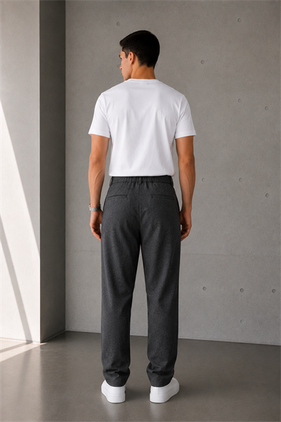 Erkek Antrasit Baggy Fit Pileli Kumaş Pantolon