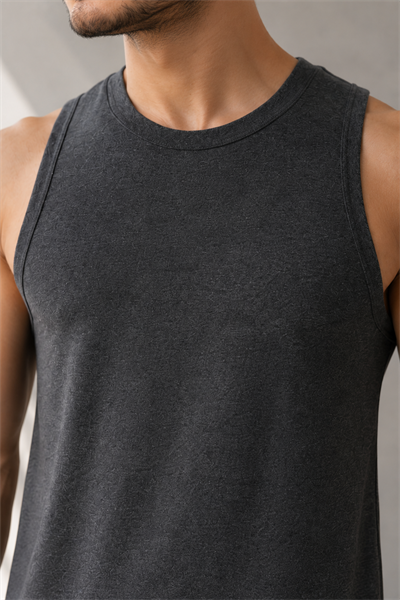 Erkek Antrasit Melanj Bisiklet Yaka Slim Fit Sporcu Atlet