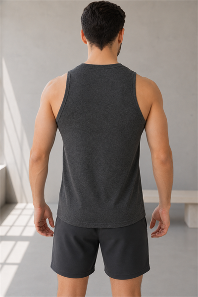 Erkek Antrasit Melanj Bisiklet Yaka Slim Fit Sporcu Atlet