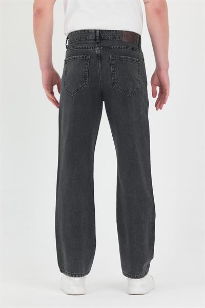 Erkek Baggy Fit Kot Pantolon Füme