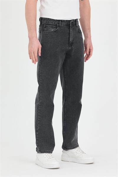 Erkek Baggy Fit Kot Pantolon Füme