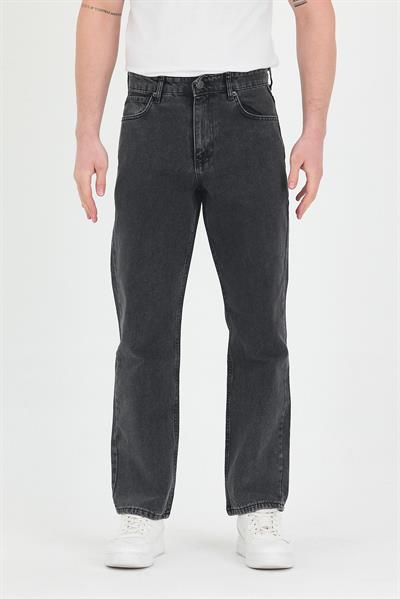 Erkek Baggy Fit Kot Pantolon Füme