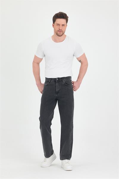 Erkek Baggy Fit Kot Pantolon Füme