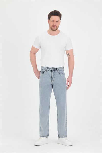 Erkek Baggy Fit Kot Pantolon Kar Yıkama