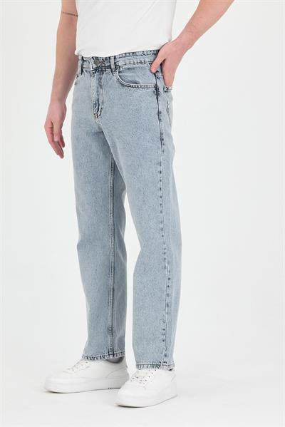 Erkek Baggy Fit Kot Pantolon Kar Yıkama
