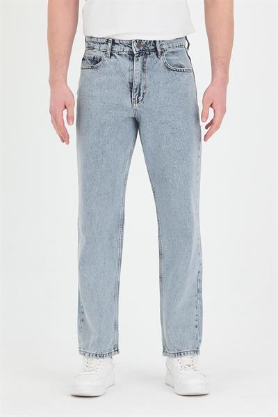 Erkek Baggy Fit Kot Pantolon Kar Yıkama