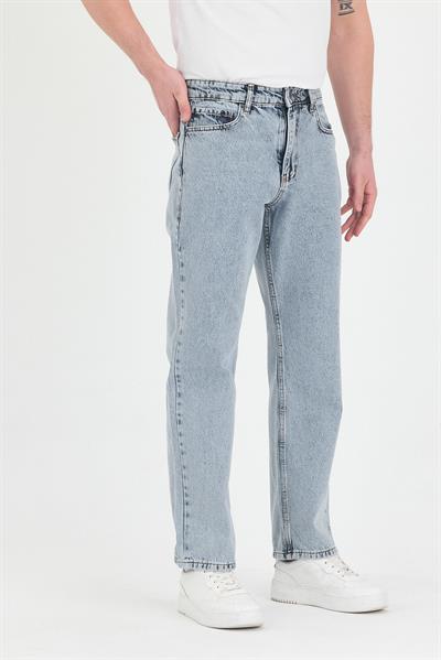 Erkek Baggy Fit Kot Pantolon Kar Yıkama