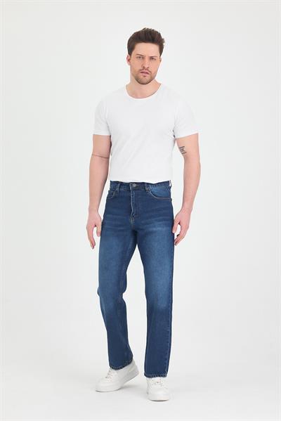 Erkek Baggy Fit Kot Pantolon Mavi