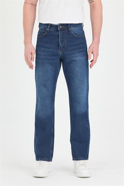 Erkek Baggy Fit Kot Pantolon Mavi
