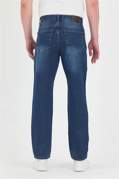 Erkek Baggy Fit Kot Pantolon Mavi