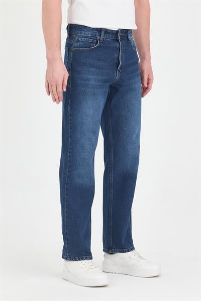 Erkek Baggy Fit Kot Pantolon Mavi