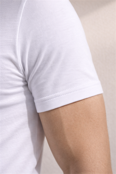 Erkek Beyaz Slim Fit Bisiklet Yaka Basic Tişört %100 Pamuk