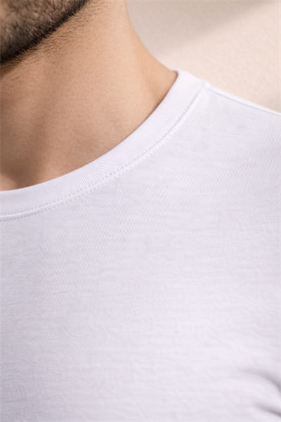 Erkek Beyaz Slim Fit Bisiklet Yaka Basic Tişört %100 Pamuk