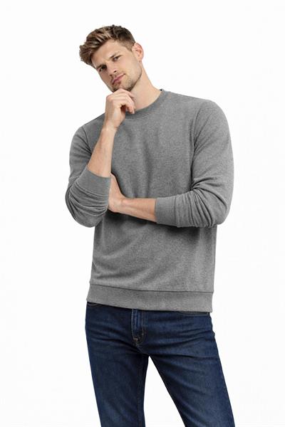 Erkek Bisiklet Yaka Regular Fit 3 İplik Pamuklu Antrasit Sweatshirt