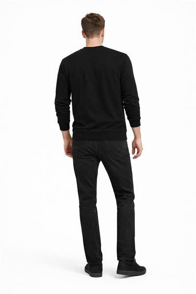 Erkek Bisiklet Yaka Regular Fit 3 İplik Pamuklu Siyah Sweatshirt