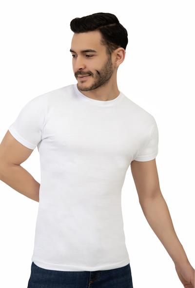 Erkek Bisiklet Yaka Regular Fit Basic Tişört Beyaz