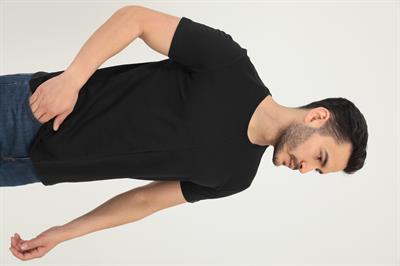 Erkek Bisiklet Yaka Regular Fit Carbon Fırçalı Tişört Siyah
