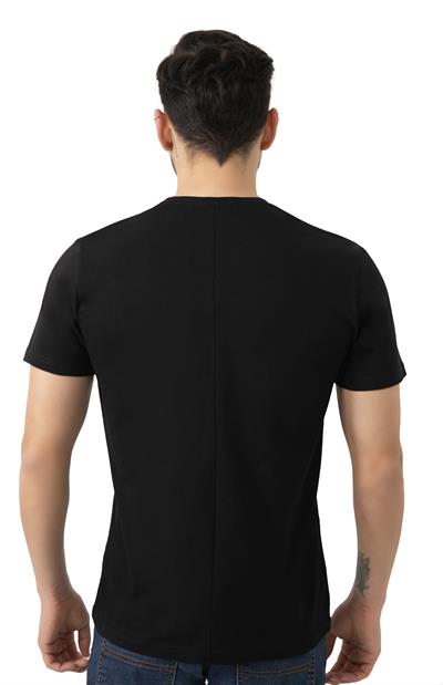 Erkek Bisiklet Yaka Regular Fit Tişört Siyah