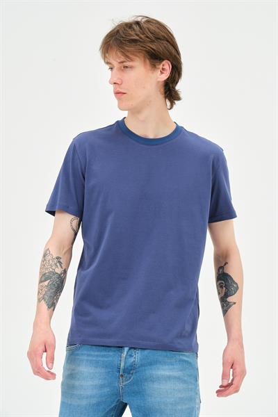 Erkek Bisiklet Yaka Regular Kalıp T-shirt  İndigo