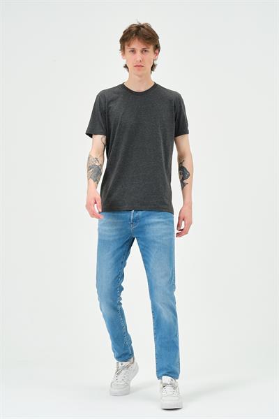 Erkek Bisiklet Yaka Regular Kalıp T-shirt Antrasit
