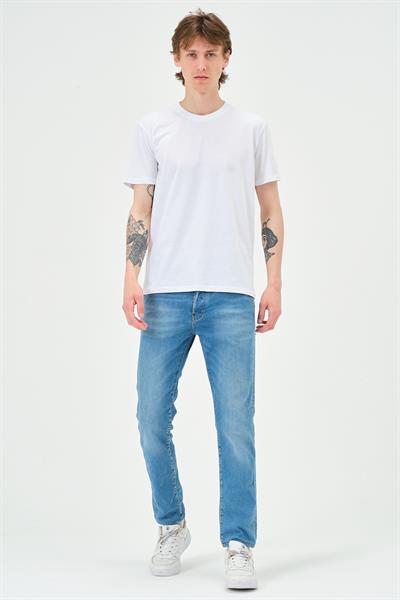 Erkek Bisiklet Yaka Regular Kalıp T-shirt Beyaz