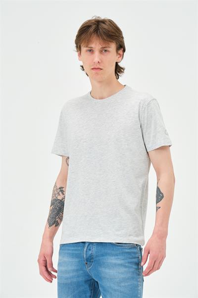 Erkek Bisiklet Yaka Regular Kalıp T-shirt  Kar Melanj