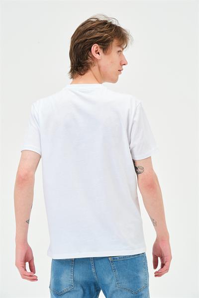 Erkek Bisiklet Yaka Regular Kalıp T-shirt Beyaz