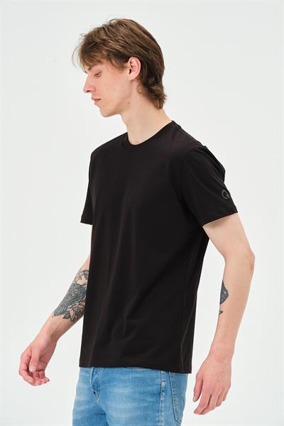 Erkek Bisiklet Yaka Regular Kalıp T-shirt Siyah