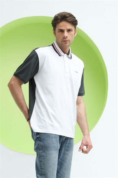Erkek Çift Renk Polo Yaka T-Shirt Antrasit
