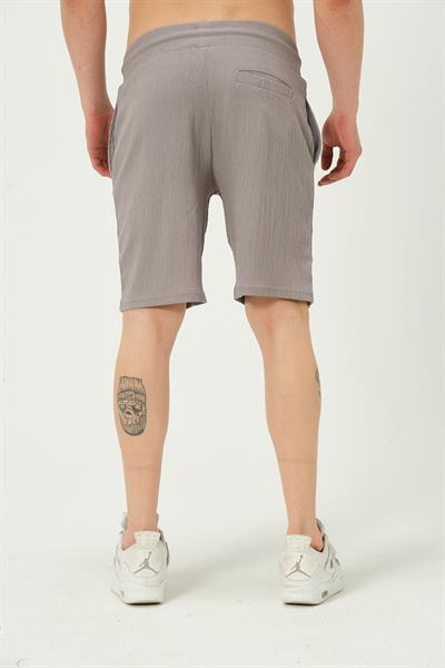 Erkek Crinkle Kumaş Regular Fit Şort Gri