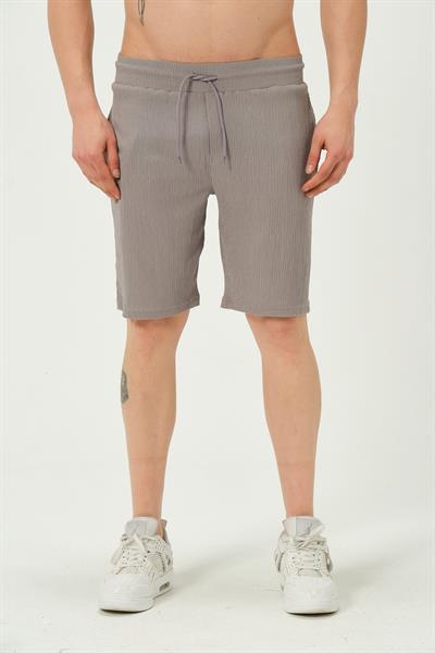 Erkek Crinkle Kumaş Regular Fit Şort Gri