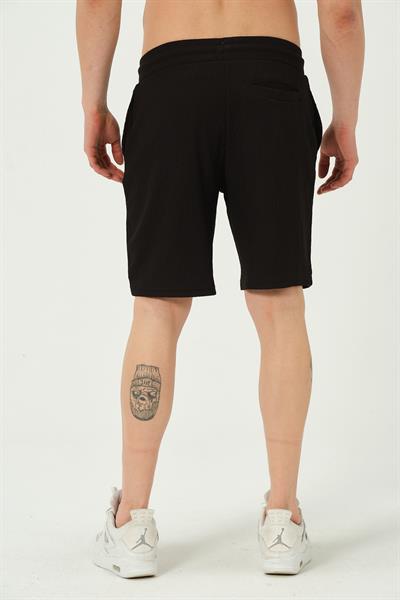Erkek Crinkle Kumaş Regular Fit Şort Siyah