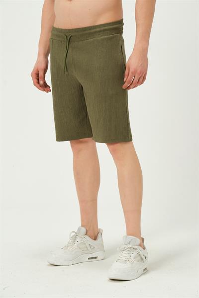 Erkek Crinkle Kumaş Regular Fit Şort Yeşil