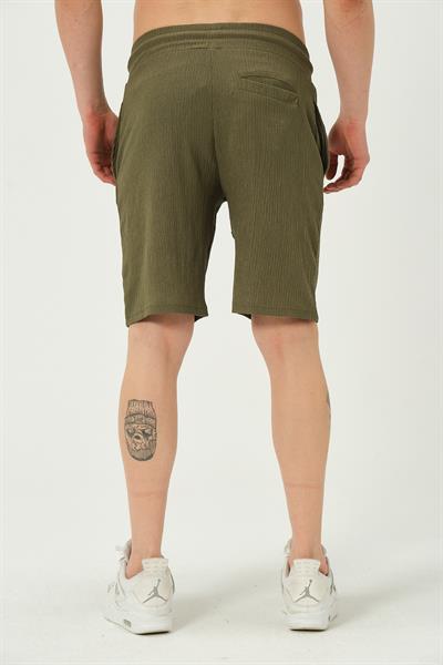 Erkek Crinkle Kumaş Regular Fit Şort Yeşil