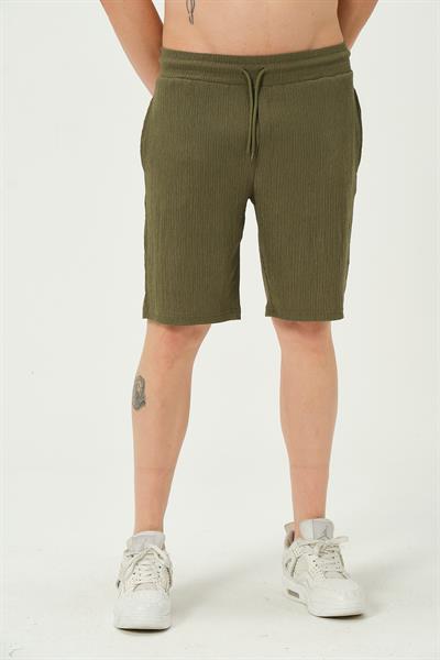 Erkek Crinkle Kumaş Regular Fit Şort Yeşil