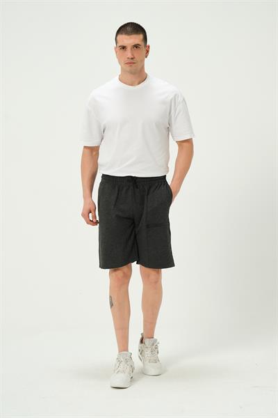 Erkek Fermuar Detaylı Şort Antrasit