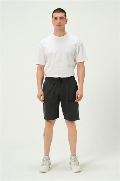 Erkek Fermuar Detaylı Şort Antrasit