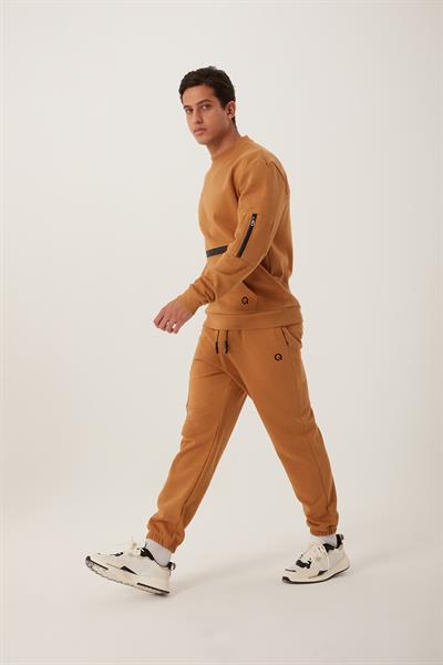 Erkek Fermuar Detaylı Sweatshirt Kahverengi