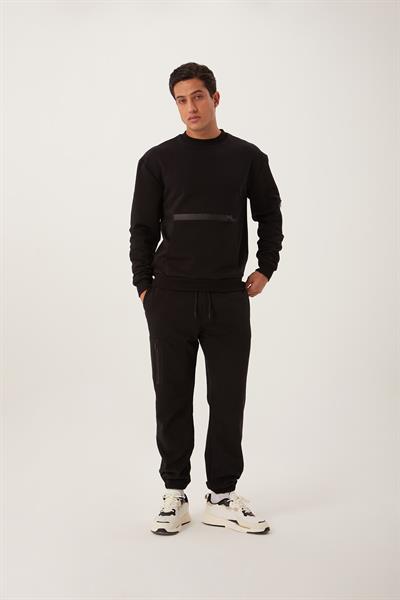 Erkek Fermuar Detaylı Sweatshirt Siyah