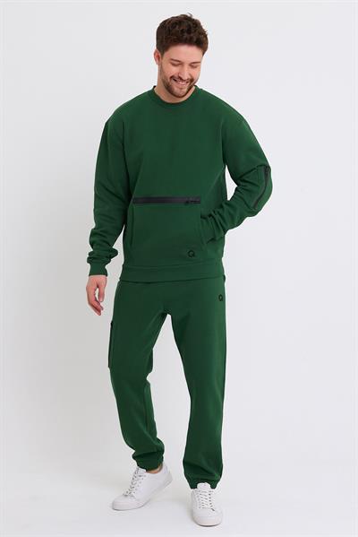 Erkek Fermuar Detaylı Sweatshirt Yeşil