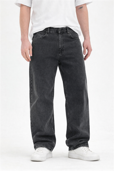 Erkek Füme Yıkamalı Baggy Fit Kot Pantolon