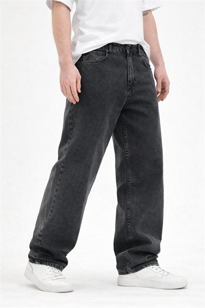 Erkek Füme Yıkamalı Baggy Fit Kot Pantolon