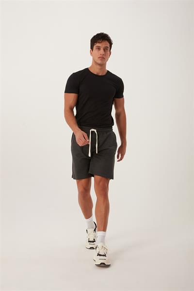 Erkek Antrasit Basic Lastikli Bağcıklı Regular Fit Şort