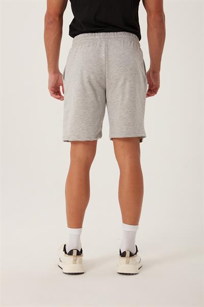 Erkek Gri Melanj Basic Lastikli Bağcıklı Regular Fit Şort