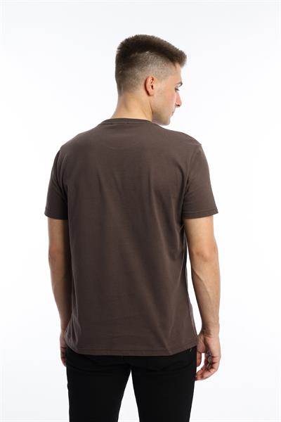 Erkek Golf Nakışlı Regular Fit Basic Tişört Kahverengi
