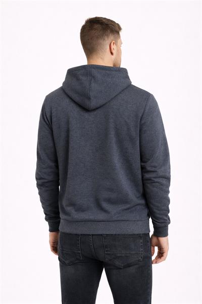 Erkek Kapüşonlu 3 İplik İçi Şardonlu Nakışlı Sweatshirt Antrasit