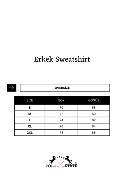 Erkek Kar Melanj 3 İplik Şardonlu Kalın Basic Bisiklet Yaka Oversize Sweatshirt
