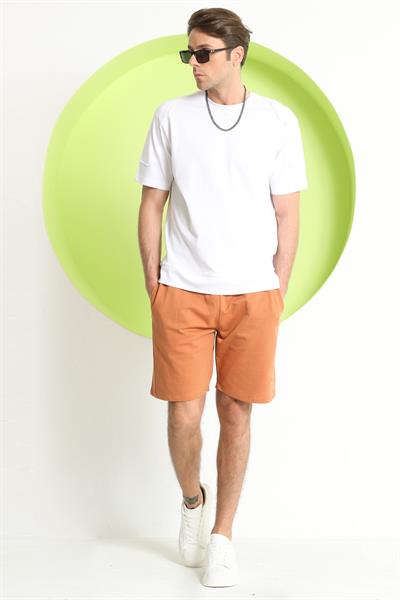 Erkek Kol Detaylı T-shirt Beyaz