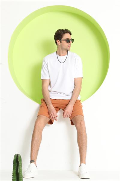 Erkek Kol Detaylı T-shirt Beyaz